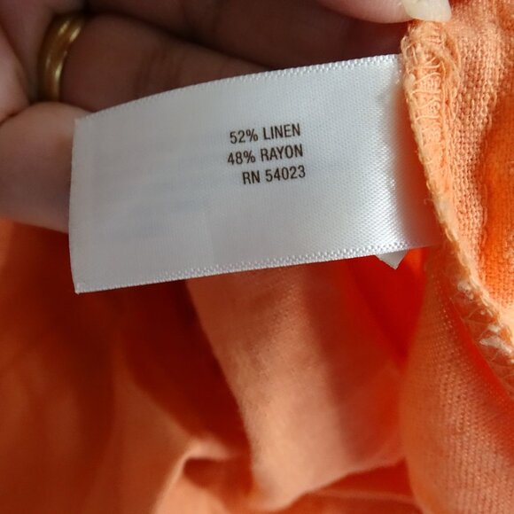 Old Navy Orange Linen Blend Tunic Dress  Women Size M Pockets Roll Tab Sleeves - Picture 8 of 14